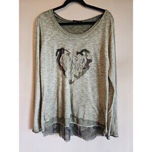 Seduzione green camo accents Layered Lacy Top Made In Italy One Size